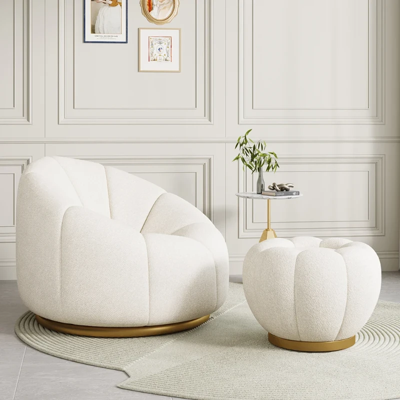 Noria Upholstered Ottoman – Natural Fabric with Wooden Base