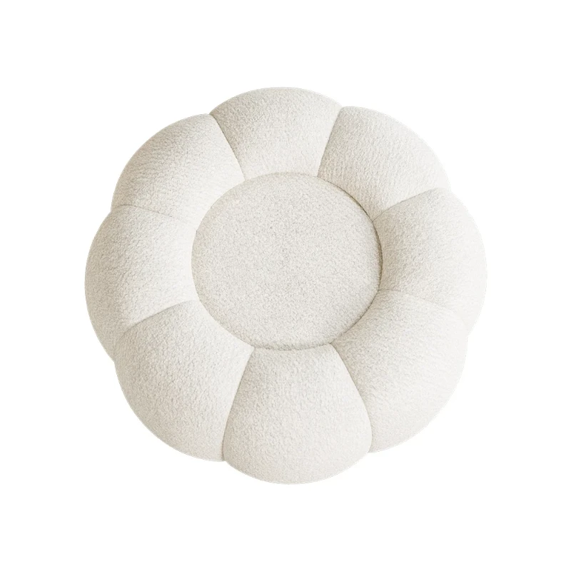 Noria Upholstered Ottoman – Natural Fabric with Wooden Base