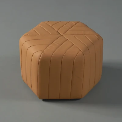 Maven – Upholstered ottoman with a simple and elegant design and a natural wood frame.