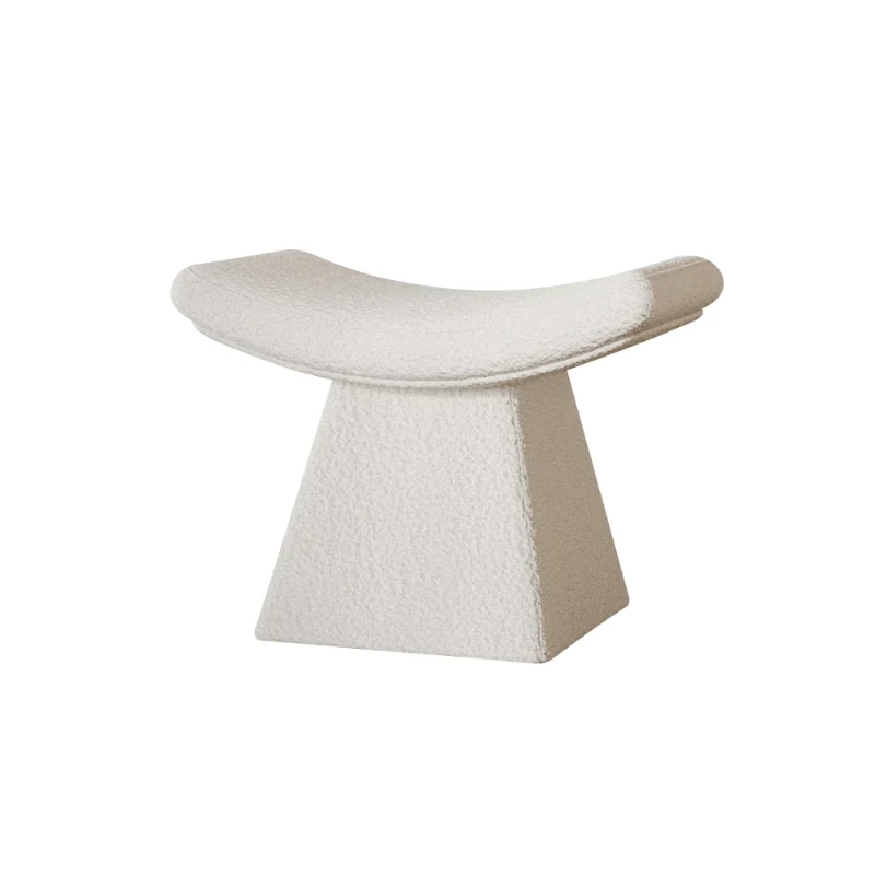 Sova Curved Ottoman – Bouclé Upholstery with Artistic Silhouette