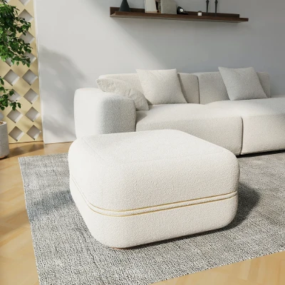 Dario Ottoman – Upholstered Design with Natural Wood Frame