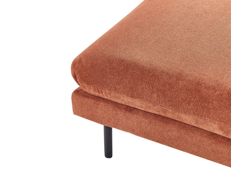 Tavine Ottoman – Modern Woven Fabric Design with Natural Wood Frame and Metal Legs