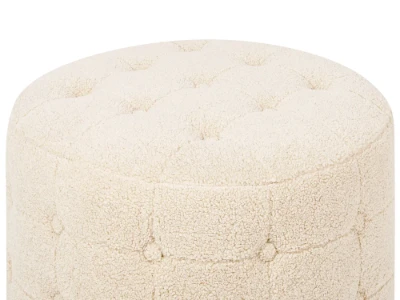Mello – Round Tufted Ottoman Natural Wood Frame
