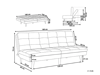 Eldin – Modern Convertible Sofa with Natural Wood Frame