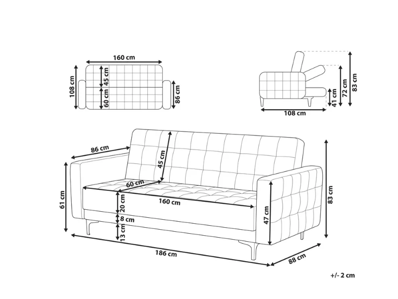 Velena – Modern Velvet Convertible Sofa with Natural Wood Frame