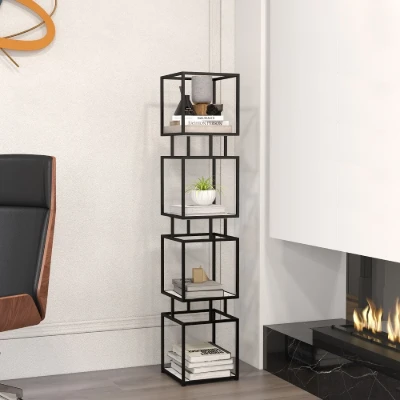 Lumière Display Shelf – Black Metal Frame with Minimal Design.