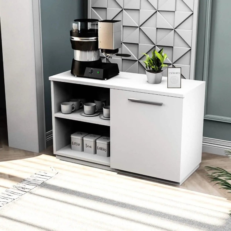 صورة Zavero Coffee Corner Cabinet – Compact Design with Open Shelves & Side Door