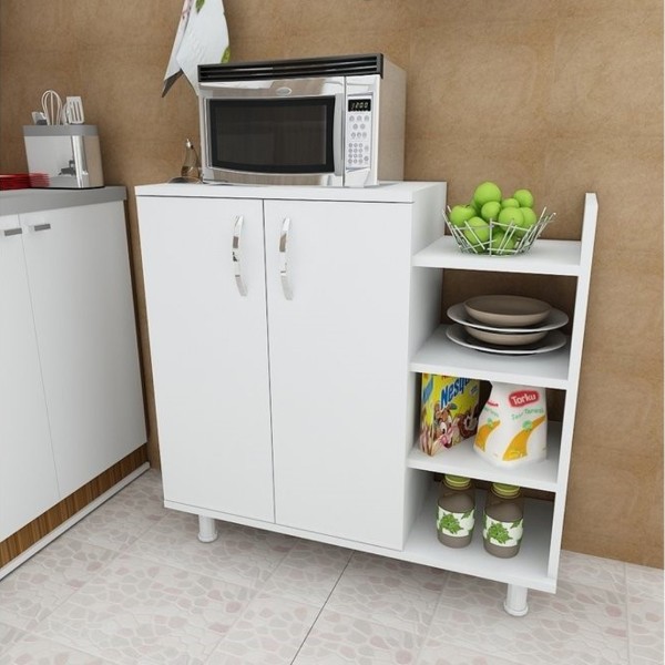 صورة Nerlo Microwave Cabinet – Double Doors with Side Open Shelves