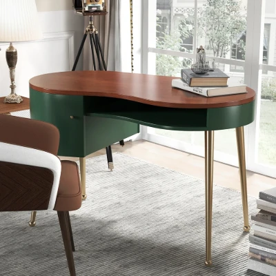 Soleil Curved Desk - Natural wood.
