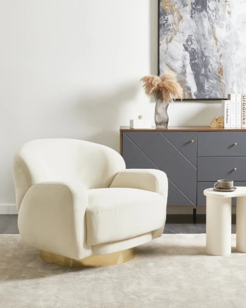 Aurix – Swivel Lounge Chair with Golden Stainless Base