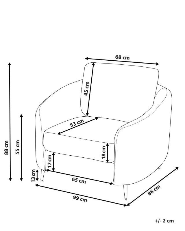 Larevo – Wide Seat Armchair with Stainless Legs
