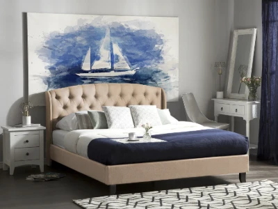 Belgrado Elegant Upholstered Bed – Tufted Square Padded Headboard