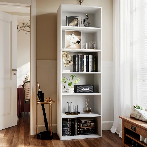 Livengon Tall Modern Shelf Unit – Natural Wood