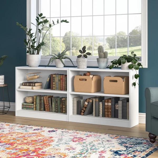 Paulica – Low 2-Tier Natural Wood Bookcase