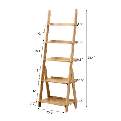 Nova – Natural Wood Ladder Shelf with 5 Tiers