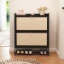 Cliera – Natural Wood & Rattan Shoe Storage Cabinet