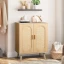 Rubena – Natural Wood Shoe Cabinet with Rattan Front