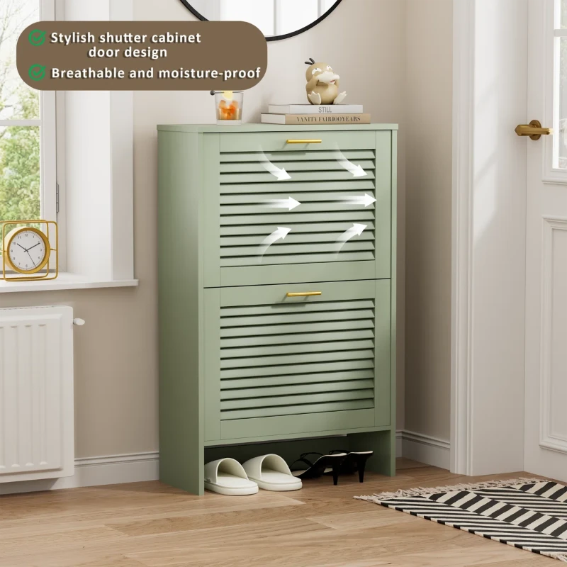 Solène – Modern Natural Wood Shoe Cabinet
