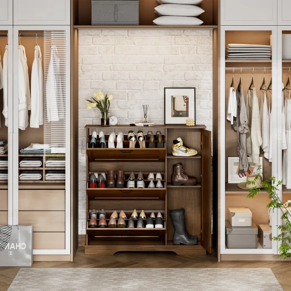 Montreil – Large Natural Wood Shoe Cabinet