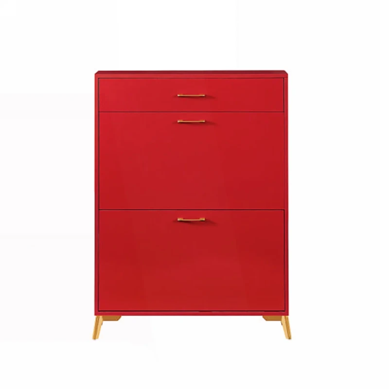 Rogelle – Modern Flip-Down Natural Wood Shoe Cabinet