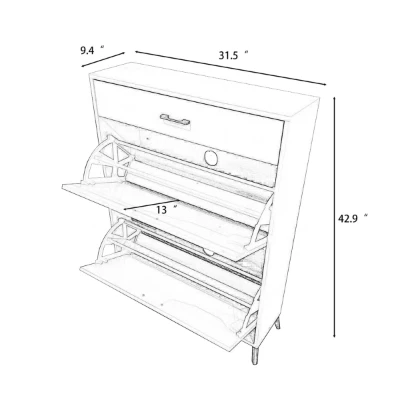 Rogelle – Modern Flip-Down Natural Wood Shoe Cabinet