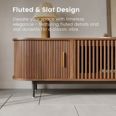 Valeno – Practical TV Unit – Natural Wood with Metal Legs