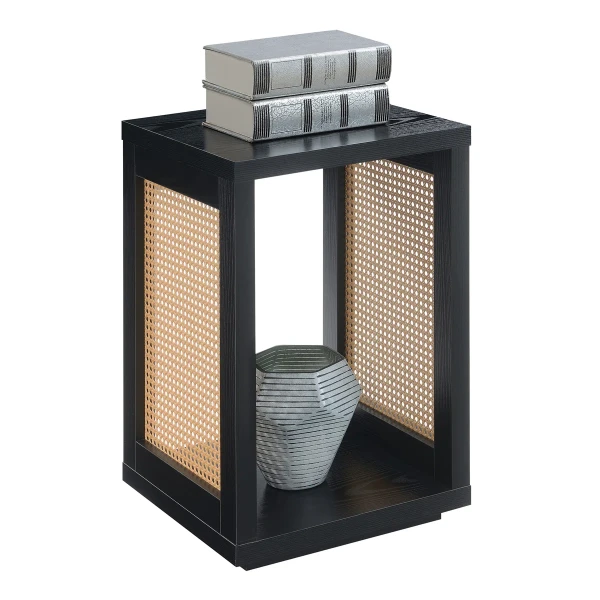 Siems Natural Wood & Rattan Side Table – Minimal Design
