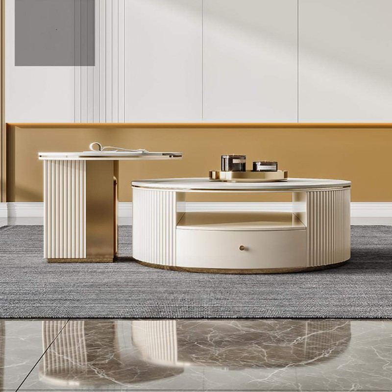 Aurora Duo Coffee Table Set – Marble Look Top
