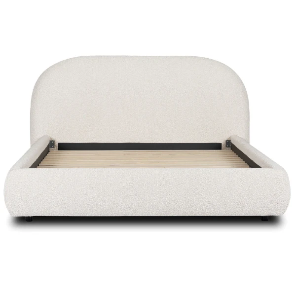 Genoa Upholstered Bed with Rounded Headboard – Natural Wood