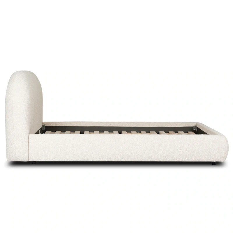 Genoa Upholstered Bed with Rounded Headboard – Natural Wood