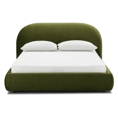 Genoa Upholstered Bed with Rounded Headboard – Natural Wood