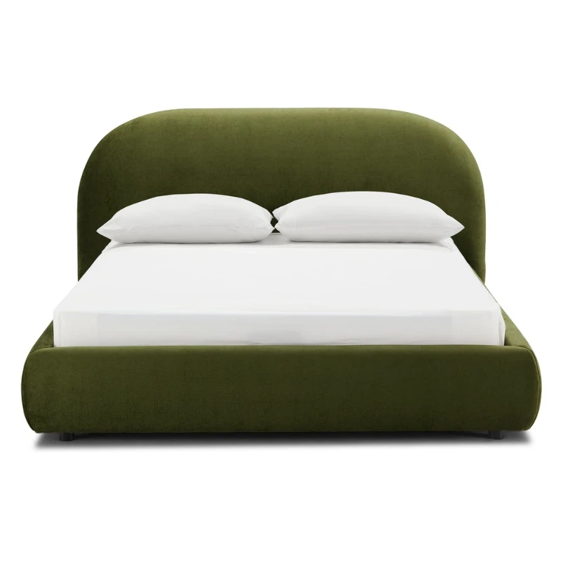 Genoa Upholstered Bed with Rounded Headboard – Natural Wood