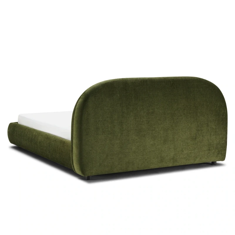 Genoa Upholstered Bed with Rounded Headboard – Natural Wood