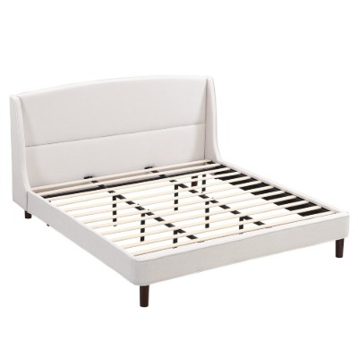 Monroe – Elegant Upholstered Bed with Natural Wood Frame