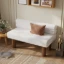 Liora Upholstered Bench with Curved Backrest – Natural Wood
