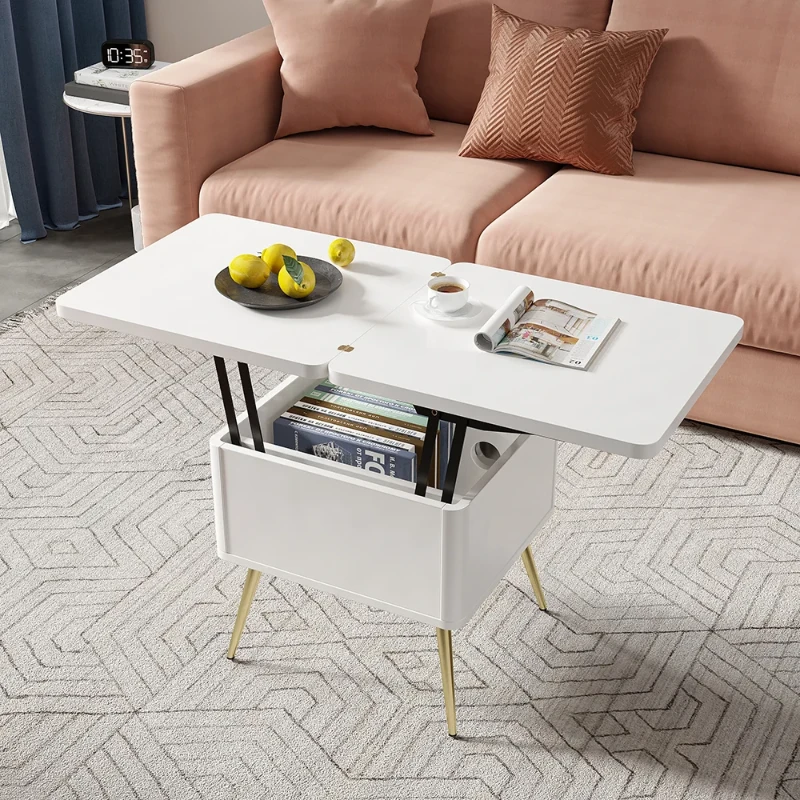 Lunaro – Coffee Table with Dual Lift-Top Surface | Natural Wood