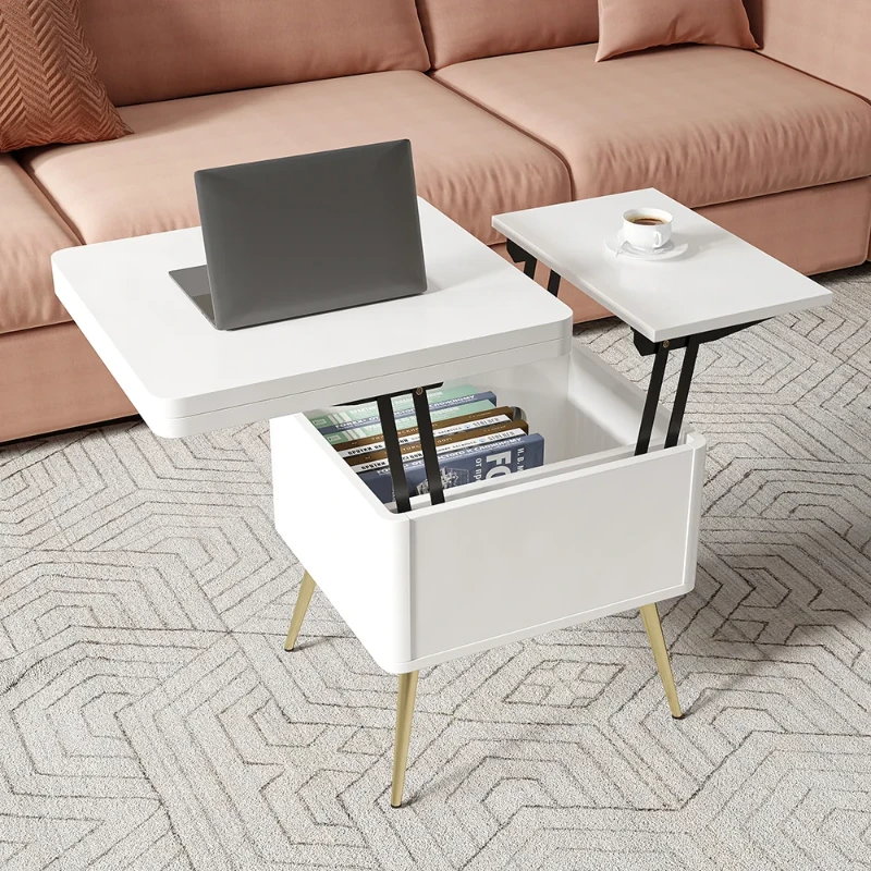 Lunaro – Coffee Table with Dual Lift-Top Surface | Natural Wood