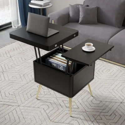 Lunaro – Coffee Table with Dual Lift-Top Surface | Natural Wood