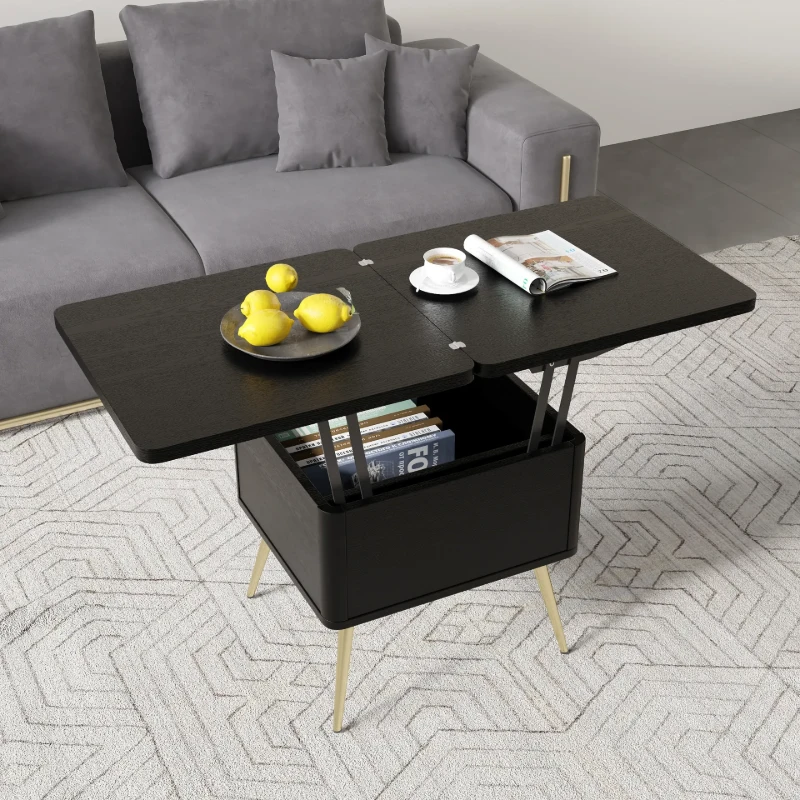 Lunaro – Coffee Table with Dual Lift-Top Surface | Natural Wood