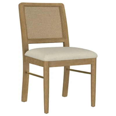 Selora Round Dining Set – Natural Wood with Gold Accents