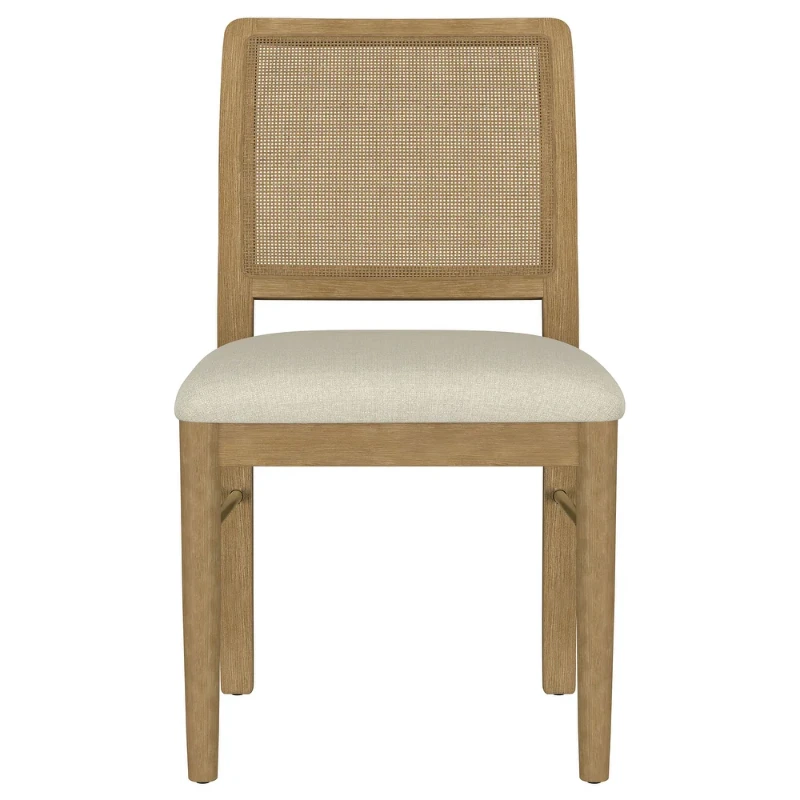 Selora Round Dining Set – Natural Wood with Gold Accents