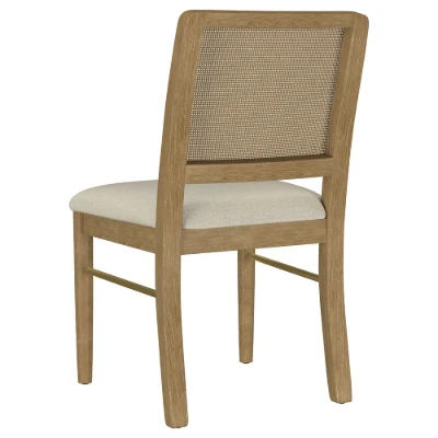 Selora Round Dining Set – Natural Wood with Gold Accents