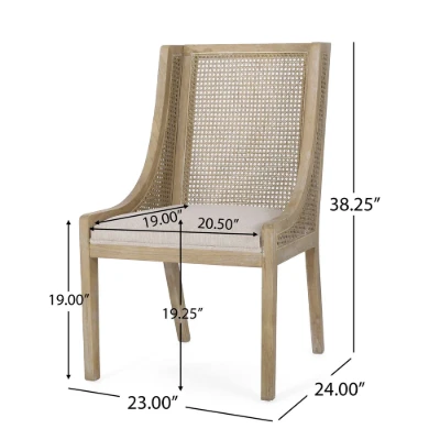 Lioren Dining Set – Natural Wood & Rattan Simplicity