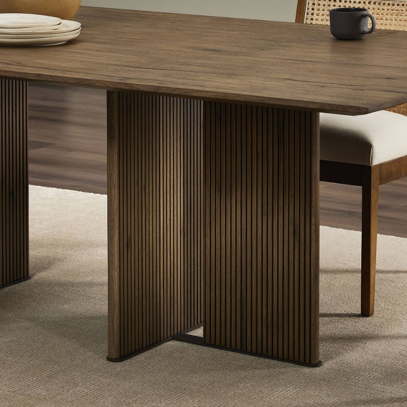 Novira Dining Table – Modern Fluted Design | Natural Wood